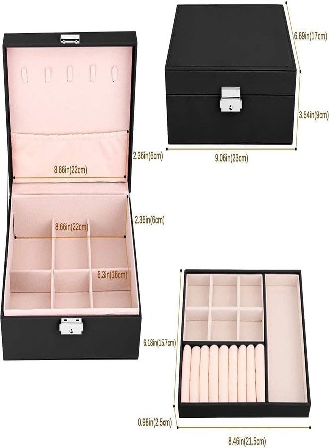 TRIVSY Jewelry Storage Display Case Box Lockable Jewellery Storage Box for Rings, Earrings, Bracelets Elegant for Dresser for Bedroom Jewelry Box with Lock and Key for Dormitory Gift for Women Girls - Image 2