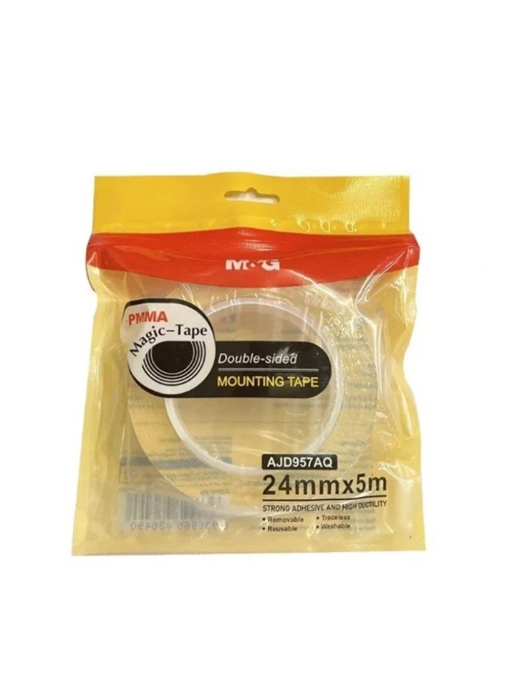 M&G double sided Nano Transparent Mounting Tape 24mmx5m (1 roll) - Image 2