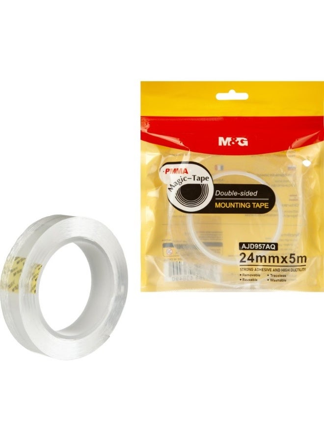 M&G double sided Nano Transparent Mounting Tape 24mmx5m (1 roll) - Image 1