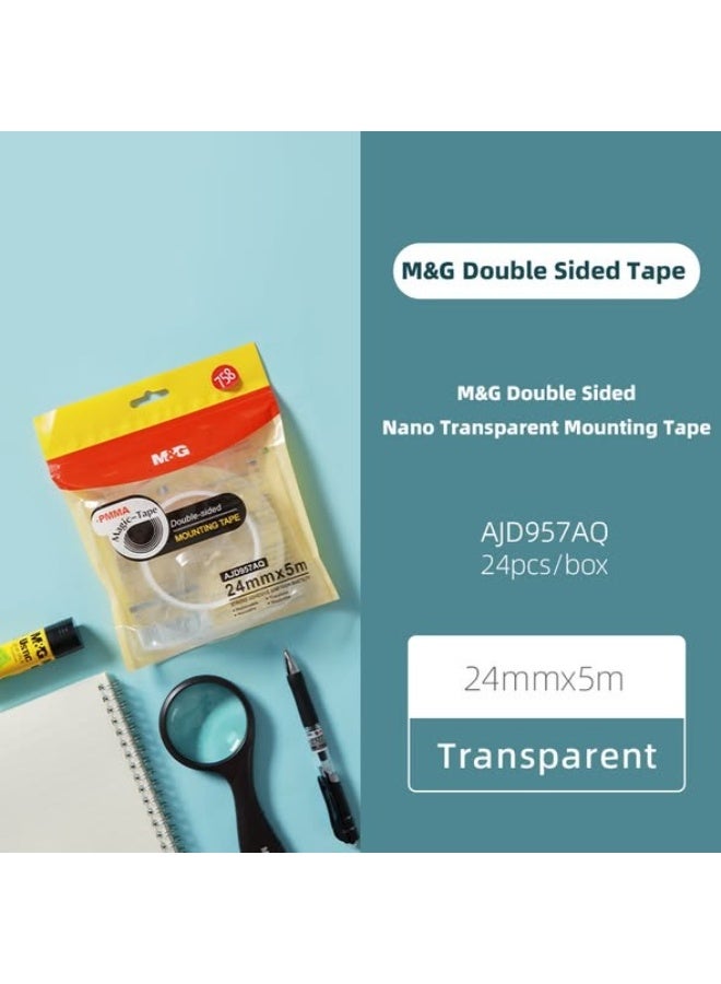 M&G double sided Nano Transparent Mounting Tape 24mmx5m (1 roll) - Image 4