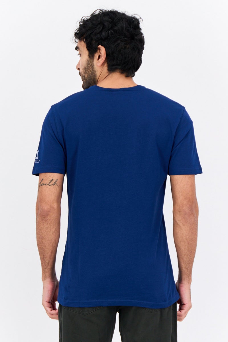 CROSSHATCH تي شيرت جرافيك قصير الأكمام للرجال بياقة دائرية، أزرق داكن - Image 3