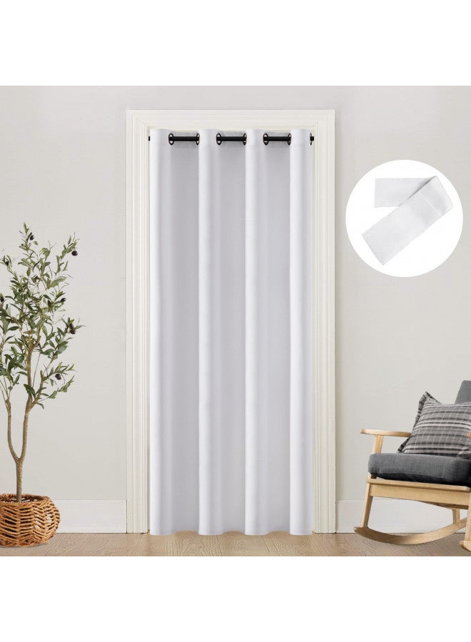 Shineland SHINELAND Sliding Closet Door for Bedroom,Simple Minimal Soft Cloth Fabric Curtains Doorway Privacy RV Sliding Screen Door Closer Fits 48x80 Accordion Door,52 Wide by 80 Inches Long,White  - Image 1