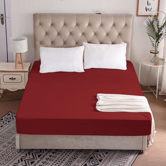 ULTAR SOFT WATER PROOF DUSTPROOF TERRY COTTON MATTRESS PROTECTOR SINGLE SIZE MAROON SINGLE48X72