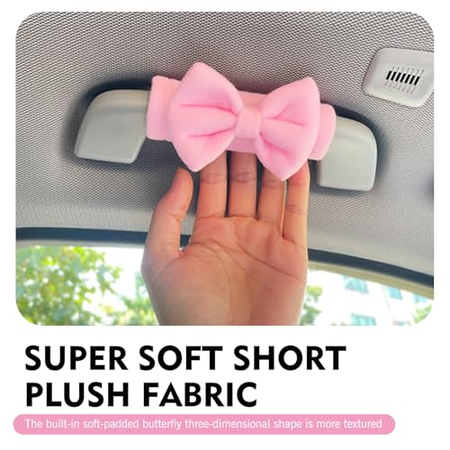 Foelony 2 PCS Car Inside Roof Handle Cover, Cute Bow Soft Anti-Scratch Pull Handle Protector, Universal Auto Interior Decor Accessories for Car SUV RV Truck (Pink) - Image 5