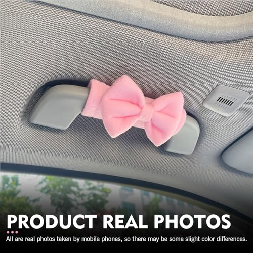 Foelony 2 PCS Car Inside Roof Handle Cover, Cute Bow Soft Anti-Scratch Pull Handle Protector, Universal Auto Interior Decor Accessories for Car SUV RV Truck (Pink) - Image 3