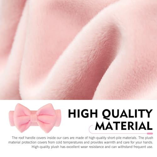 Foelony 2 PCS Car Inside Roof Handle Cover, Cute Bow Soft Anti-Scratch Pull Handle Protector, Universal Auto Interior Decor Accessories for Car SUV RV Truck (Pink) - Image 4