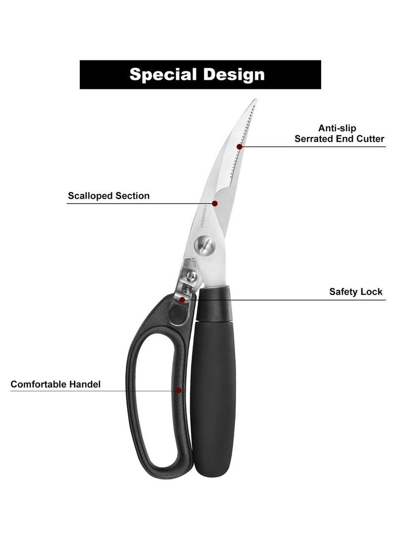 SYOSI Kitchen Shears, Kitchen Scissors Heavy Duty Poultry Shears All Purpose for Chicken Food Meat and Cooking Spring-loaded Handle - Image 4
