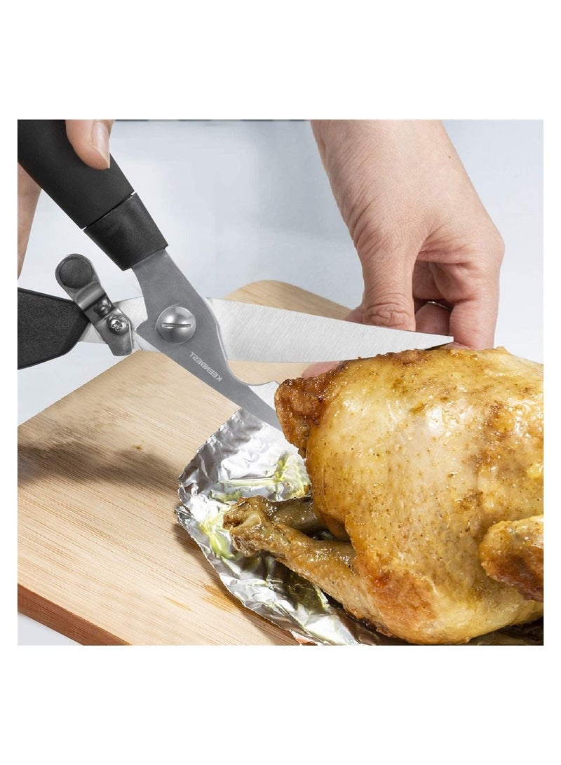 SYOSI Kitchen Shears, Kitchen Scissors Heavy Duty Poultry Shears All Purpose for Chicken Food Meat and Cooking Spring-loaded Handle - Image 2