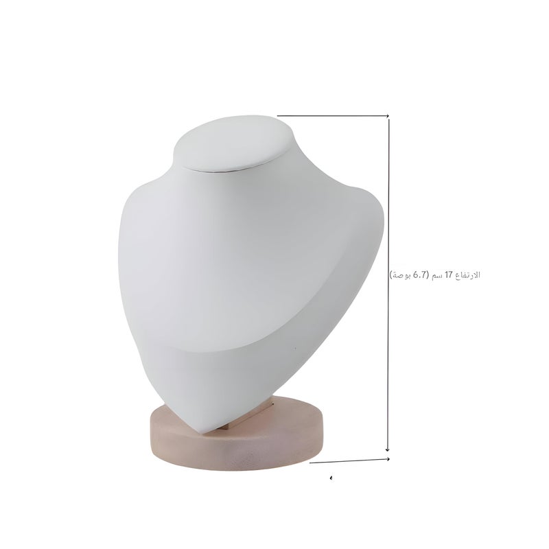 Velvet Necklace Display Stand - Elegant 3D mannequin with soft velvet finish for secure jewelry storage and elegant home or boutique display. (White, M) - Image 2