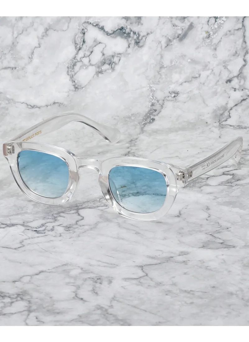 الشعراء الصريحون Explicit Poets Unisex ROBIN Clear - Gradient Blue Stylish Sunglasses, 5EP8