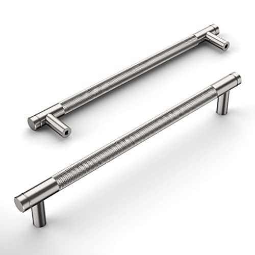 Amerdeco 10 Pack Brushed Satin Nickel Knurled Cabinet Pulls 7.55 Inch Center to Center Kitchen Cabinet Handles for Drawer Dresser, Cupboard and Wardrobe ZH0031 - Image 2