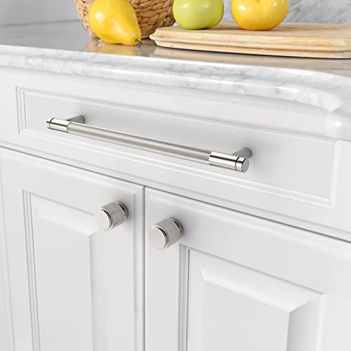 Amerdeco 10 Pack Brushed Satin Nickel Knurled Cabinet Pulls 7.55 Inch Center to Center Kitchen Cabinet Handles for Drawer Dresser, Cupboard and Wardrobe ZH0031 - Image 4