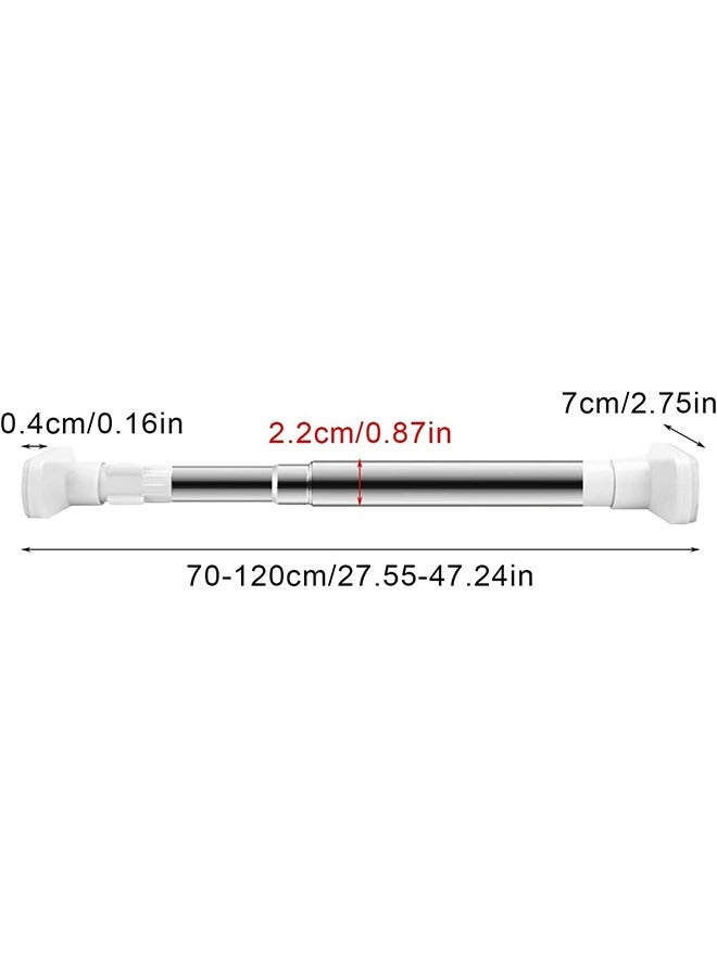 Extendable Clothes Rail, 70-120cm Stainless Steel Extendable Clothes Rail Pole - Hanging Rails for Clothes, Wardrobe, Shower, Kitchen, Windows Adjustable Shower Curtain Pole, 22mm Diameter  - Image 2