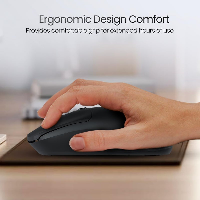 Portronics فأرة تواد 33 اللاسلكية مع مستقبل لاسلكي بتردد 2.4 جيجاهرتز، حساسية قابلة للتعديل، تصميم مريح، لأجهزة اللابتوب، وأجهزة الكمبيوتر المكتبية، وماك (أسود) - Image 3