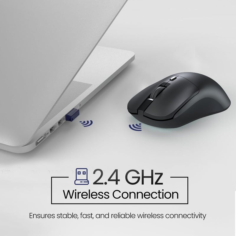 Portronics فأرة تواد 33 اللاسلكية مع مستقبل لاسلكي بتردد 2.4 جيجاهرتز، حساسية قابلة للتعديل، تصميم مريح، لأجهزة اللابتوب، وأجهزة الكمبيوتر المكتبية، وماك (أسود) - Image 2