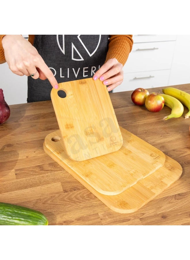 HASANAT ESSENTIALS Hasanat Essentials 3 Pcs Bamboo Chopping Board Set  - Image 3