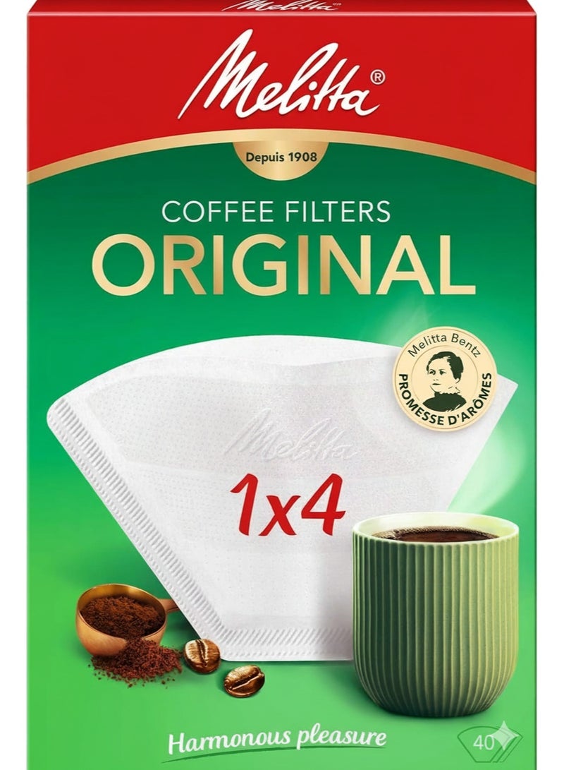 ميليتا عبوة من 4 فلاتر قهوة أصلية، عبوة من 40 فلترًا، لون أبيض - Image 1