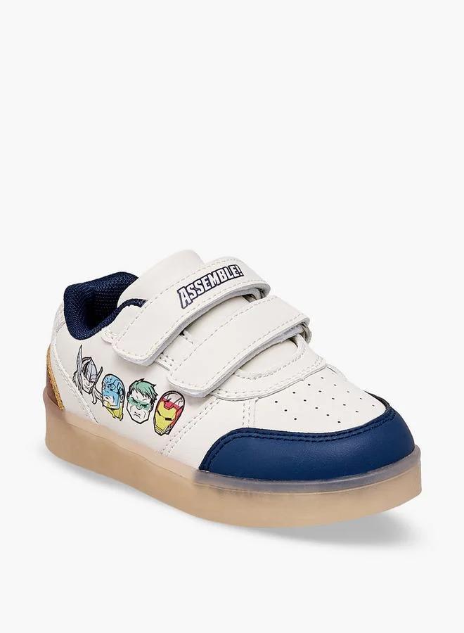 مارفل Boys Avengers Print Hook & Loop Ankle School Sneakers