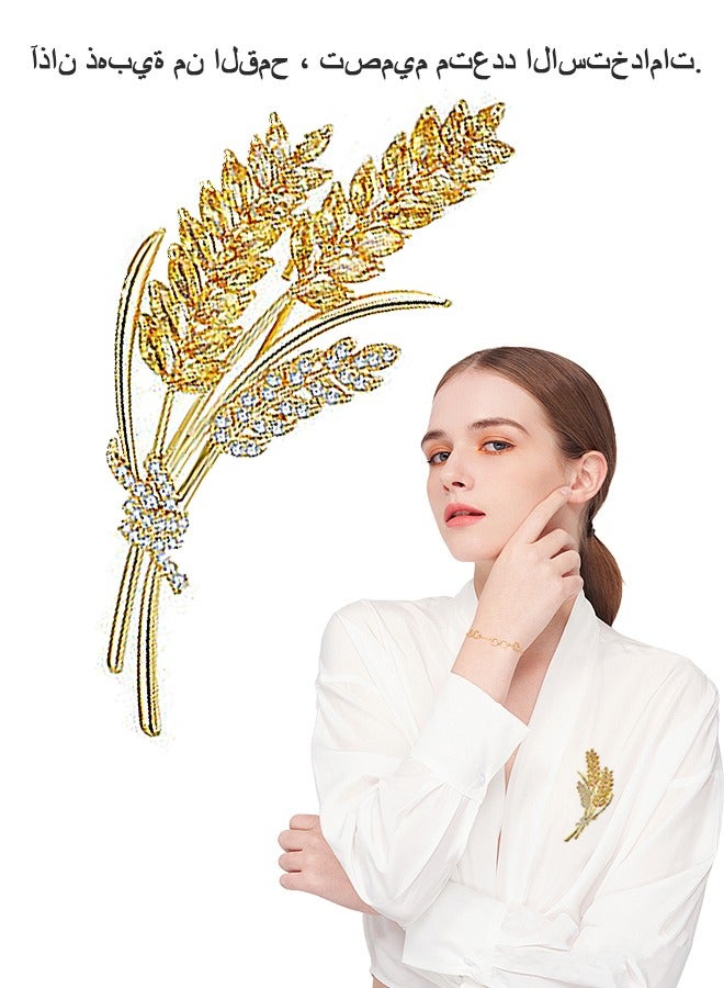 بيوند آذان من بروش القمح ، دبابيس بروش مضادة للصدأ ومضادة للبهتان ، مشبك وشاح الصدار للنساء الفتيات (ذهبي) - Image 1