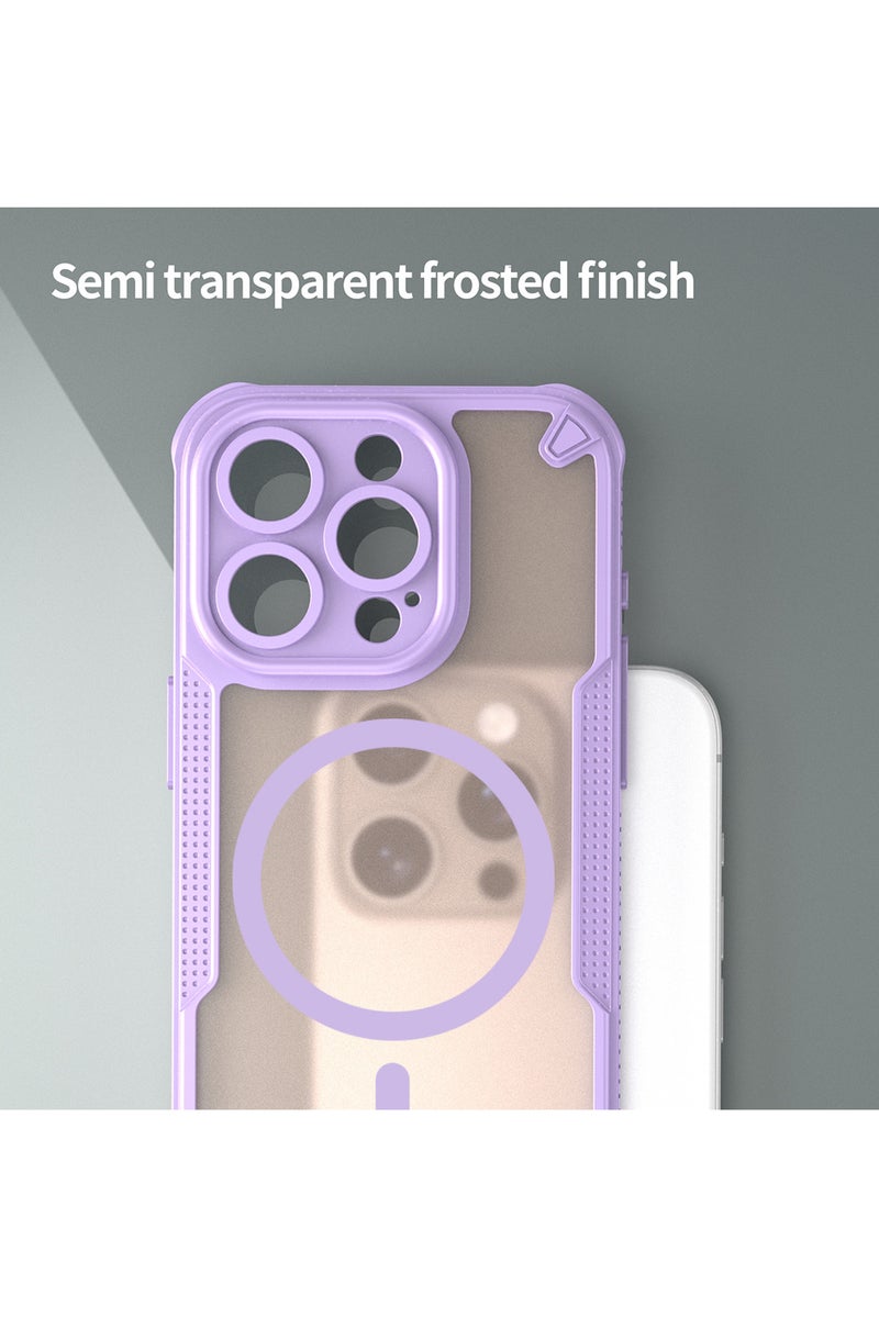 Cover For iPhone 14 Pro Max Armor Glaze MagSafe Magnetic Phone Case Raised edges around the screen and camera lens help prevent scratches - Purple - Image 4