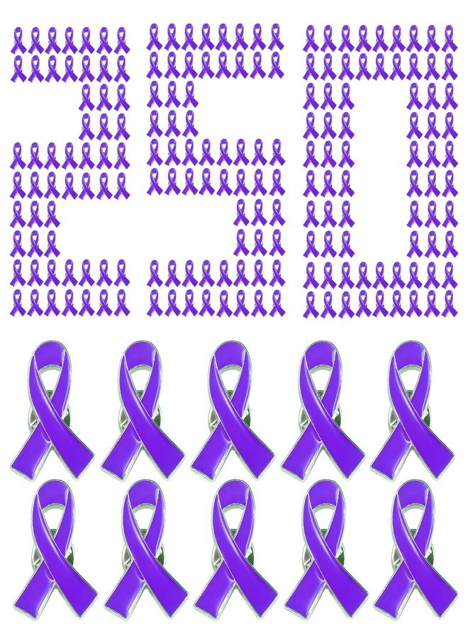 Alodidae 250 Pcs Purple Ribbon Pins Alzheimers Domestic Violence Awareness Pin Decorations Pancreatic Cancer Lupus Awareness Products Accessories - Image 1