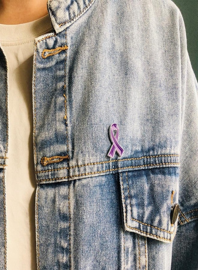 Alodidae 250 Pcs Purple Ribbon Pins Alzheimers Domestic Violence Awareness Pin Decorations Pancreatic Cancer Lupus Awareness Products Accessories - Image 2