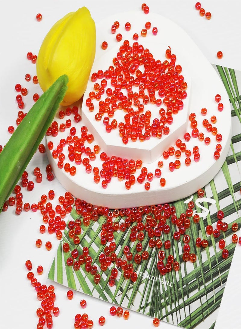 GGOOT Bulk 4mm Red-AB Seed Beads for Jewelry Making 110 Grams About 160pcs,6/0 Glass Craft Beads for Making Earrings, Bracelets, Pendants, Waist Jewelry, DIY Handmade Seed Beads (Red-AB, 4mm)  - Image 2