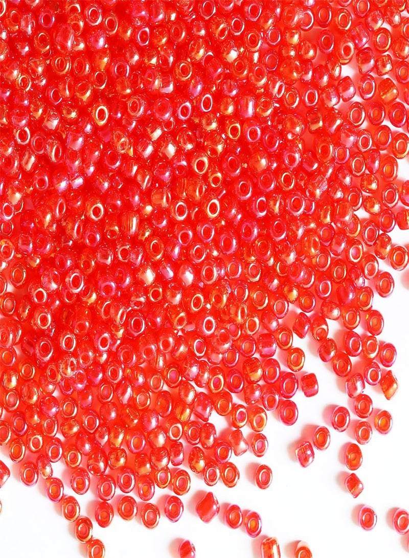 GGOOT Bulk 4mm Red-AB Seed Beads for Jewelry Making 110 Grams About 160pcs,6/0 Glass Craft Beads for Making Earrings, Bracelets, Pendants, Waist Jewelry, DIY Handmade Seed Beads (Red-AB, 4mm)  - Image 1