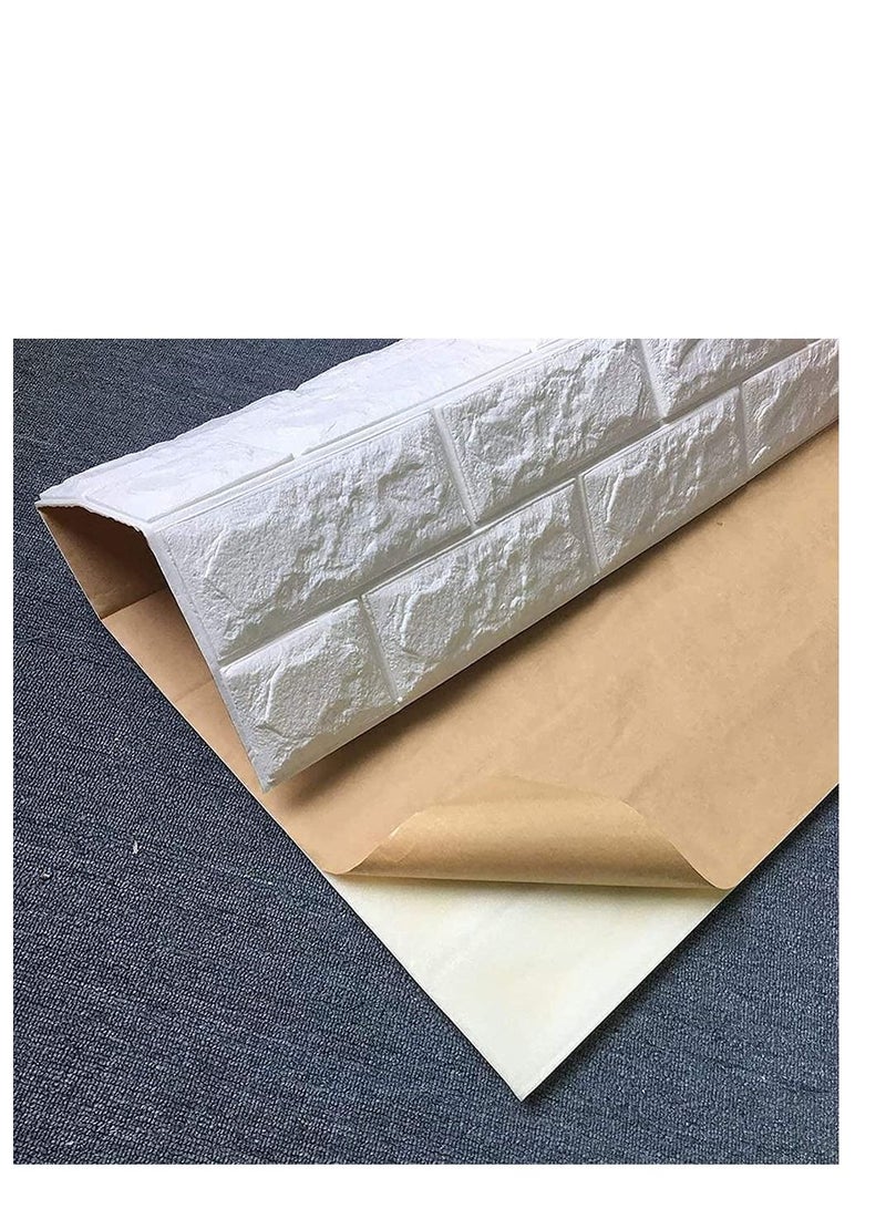 FFD 10 Pcs Brick Wall Stickers Self Adhesive Wall Stickers 3D DIY Tile Brick Wall Stickerss White 3D Brick Wallpaper. - Image 3