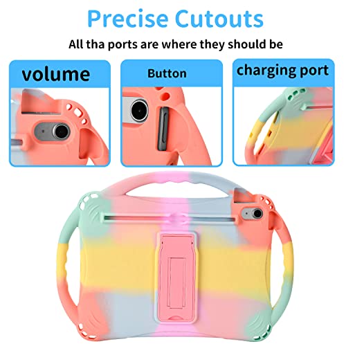 TopEsct Kids Case for iPad (A16) 11th Gen 11" 2025, iPad 10th Gen 10.9" 2022 with Tempered Glass Screen Protector, Silicone Shockproof Case Comes with Strap (Rainbow) - Image 4