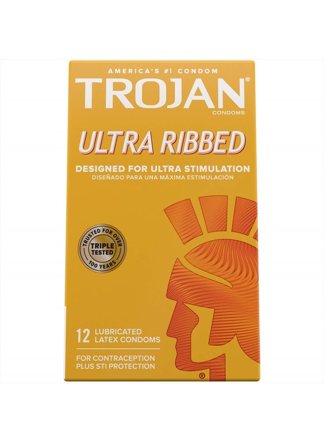 TROJAN Ultra Ribbed Premium Lubricated Condoms, 12 Count - Image 5