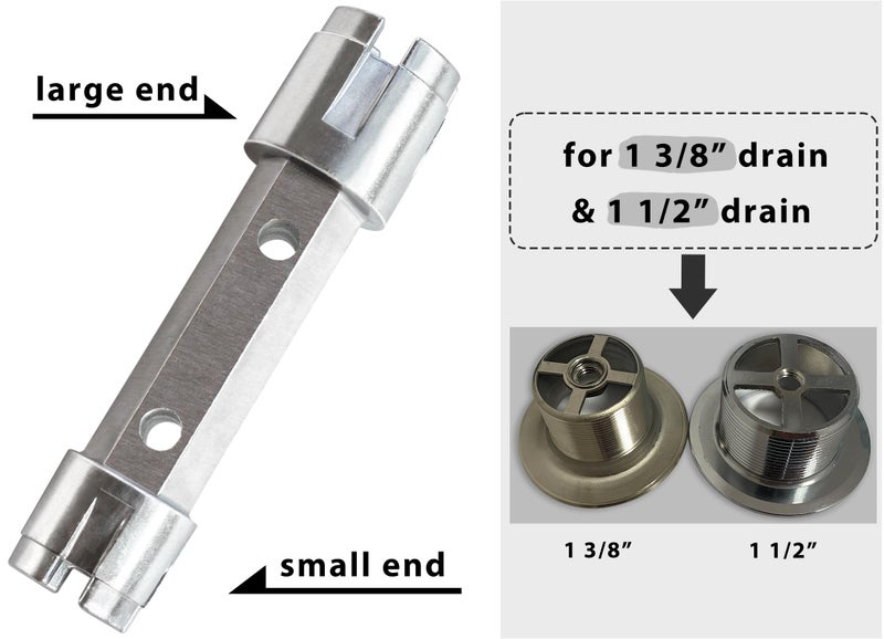 BearHut Tub Drain Remover Wrench Removal Tool Dual Ended Dumbell for Bath Drains Heavy Duty Aluminum - Image 3