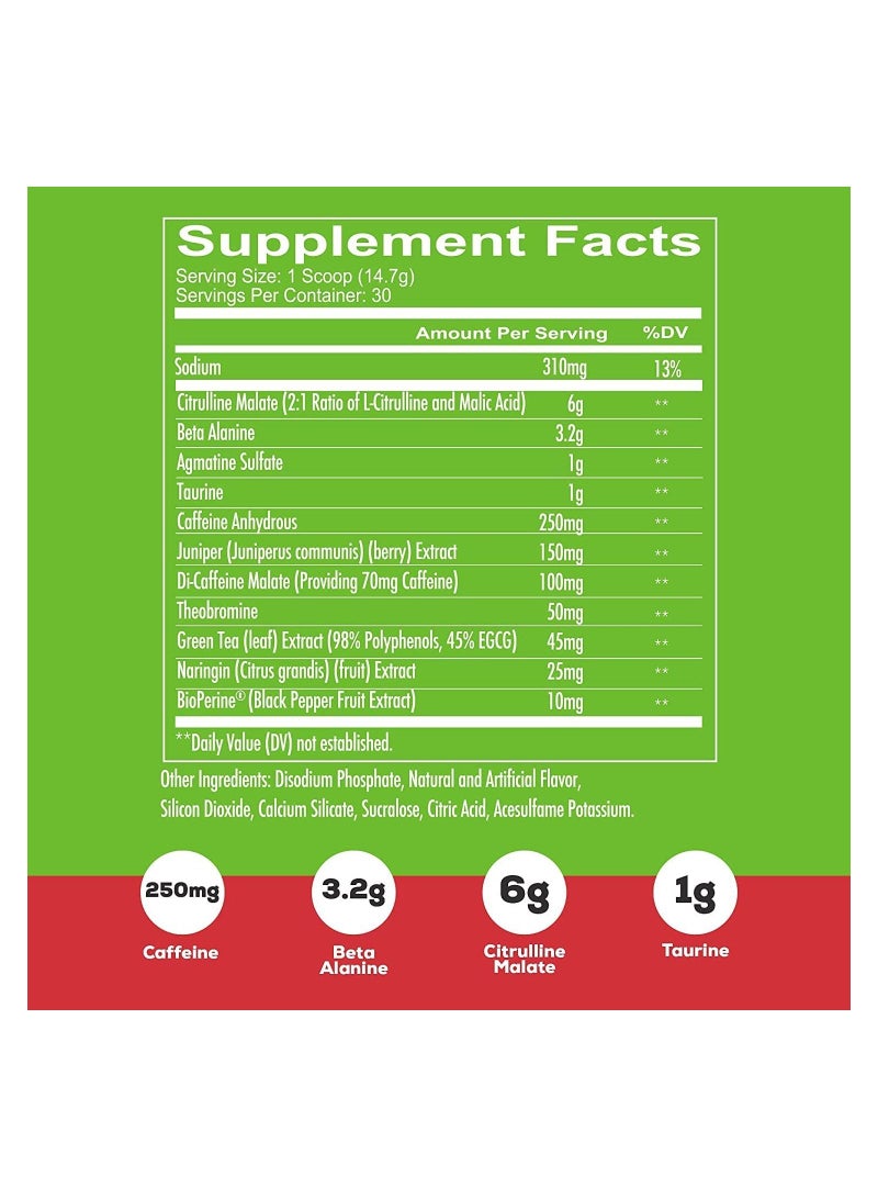 REDCON1 Total War Pre Workout Powder, Green Apple , Beta Alanine + Citrulline Malate Vegan & Keto Friendly Preworkout for Men & Women with 320mg of Caffeine - Fast Acting HMB (30 Servings) - Image 4