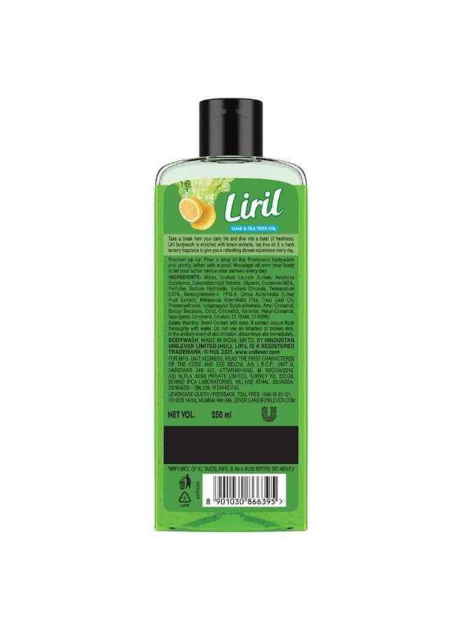 ليريل غسول الجسم بالليمون وشجرة الشاي من ليريل، 250 مل، جل استحمام سائل منعش للاستحمام للرجال والنساء، منعش ومتجدد مع غسول الجسم ليريل - Image 4