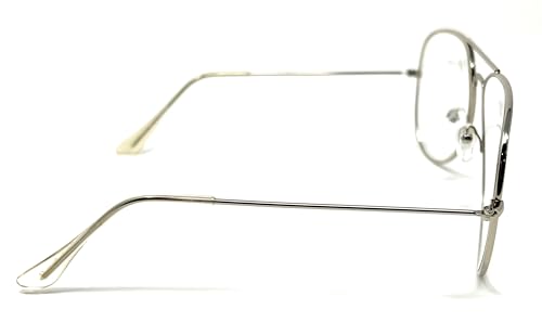 WebDeals SHAMZBEST Clear Lens Aviator Eyeglasses Classic Retro Metal Frame (A#1 Silver, Large, Clear) (Silver) - Image 4