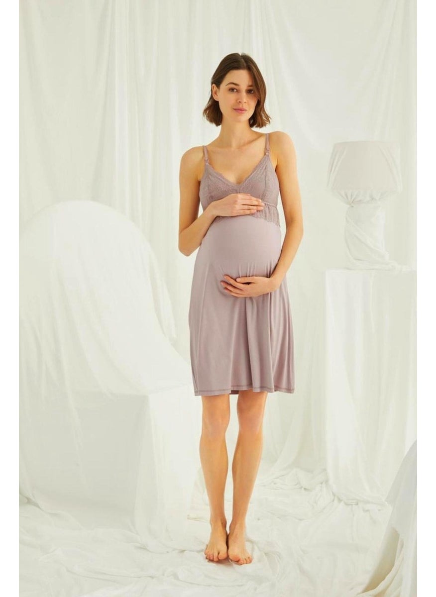 Monamise 18431490 Women's Mink Maternity Maternity Set Dressing Gown Nightgown Pajama Set  - Image 2