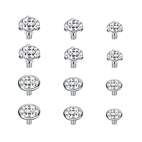 PunkTracker 14G 4-20Pcs Surgical Steel Dermal Piercing Jewelry Cubic Zircon Micro Dermal Anchor Tops Titanium Base Dermal Piercing - Image 1