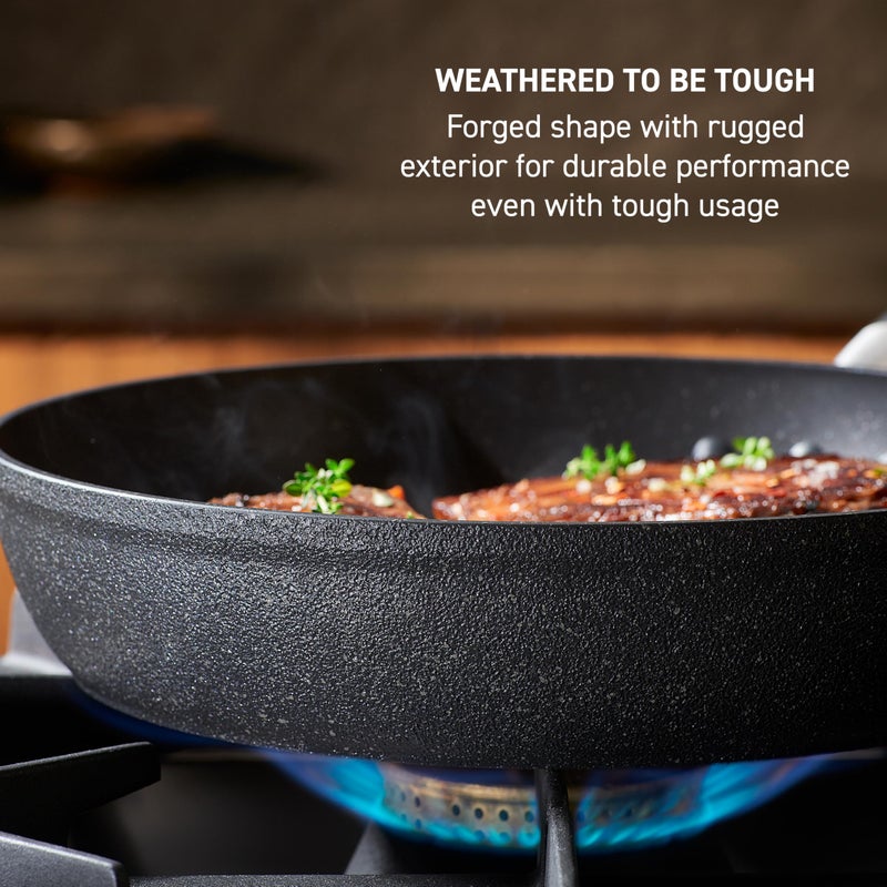 T-Fal Stone Force Platinum Non Stick Fry Pan Set 2 Piece, 8 inch and 10.5 inch, Oven Broiler Safe 400Â°F, Cooking Frying Pans, Kitchen Skillets, Pots and Pans Set Nonstick, Dishwasher Safe, Black - Image 2