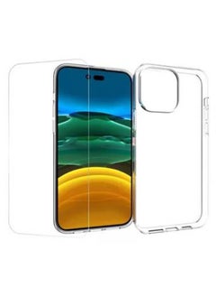 Clear TPU Case for IPhone 14 Pro Max with A Glass Screen Protector 6.7 inch Shockproof Protective Case, Soft Scratch-Resistant Protection Case, Slim Transparent Thin Case for iPhone 14 Pro Max