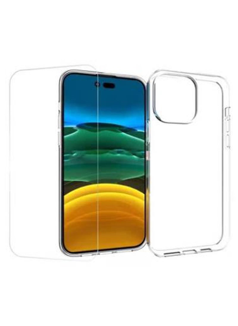 Eouro Clear TPU Case for IPhone 14 Pro Max with A Glass Screen Protector 6.7 inch Shockproof Protective Case, Soft Scratch-Resistant Protection Case, Slim Transparent Thin Case for iPhone 14 Pro Max  - Image 1