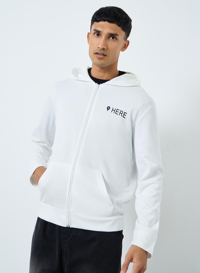 Take Two Men White Slogan Print Hooded Jacket - Image 3