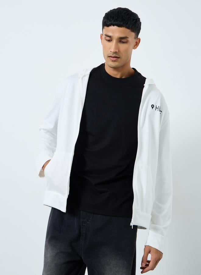 Take Two Men White Slogan Print Hooded Jacket - Image 1
