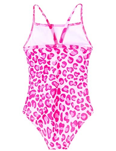 Nokecina Bathing Suits for Girls Size 6-7 Years Old Pink Leopard One Piece Swimsuit Quick Dry Comfortable Swimwear - Image 2