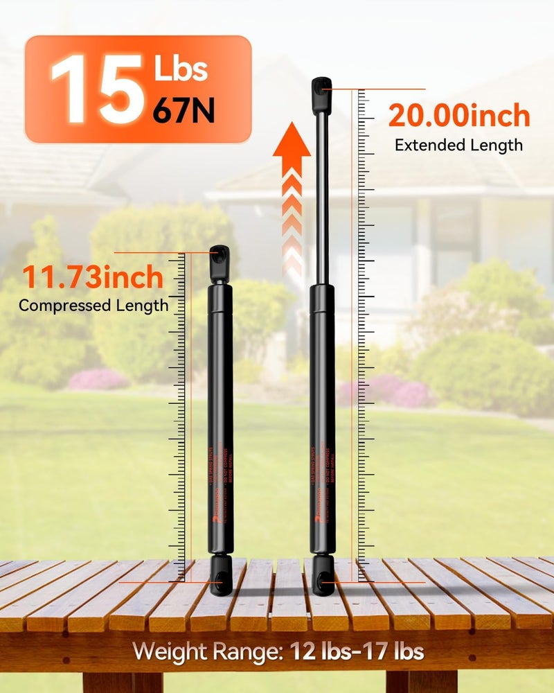 PAMAGOO 20 Inch Gas Strut 15 lbs Per Shock - 2 Pack for RV and Camper Door Support - Image 2