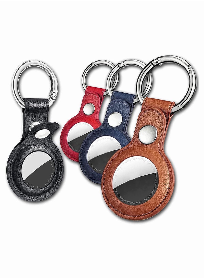 Generic - Apple AirTag Keyring 4 Piece Protective Leather Airtag Case Compatible with Apple AirTag - Image 1