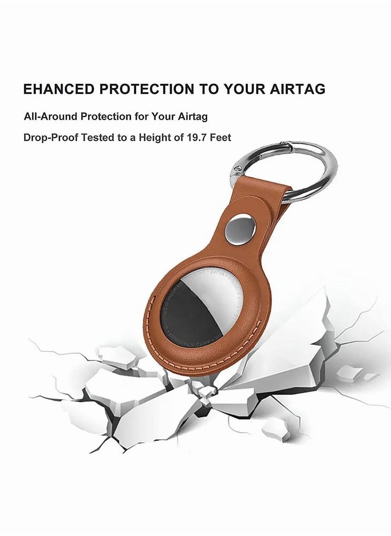 Generic - Apple AirTag Keyring 4 Piece Protective Leather Airtag Case Compatible with Apple AirTag - Image 1