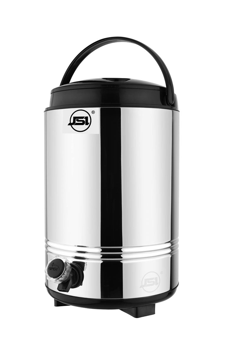 JSI Stainless Steel Hot & Cold Water Jug 10 Liters I PUF Insulated Water Dispenser with Easy to Carry Handle I Hot Tea Flask/Bottled Jug I Unbreakable & Ergonomically Design I Keeps Beverages Fresh - Image 1