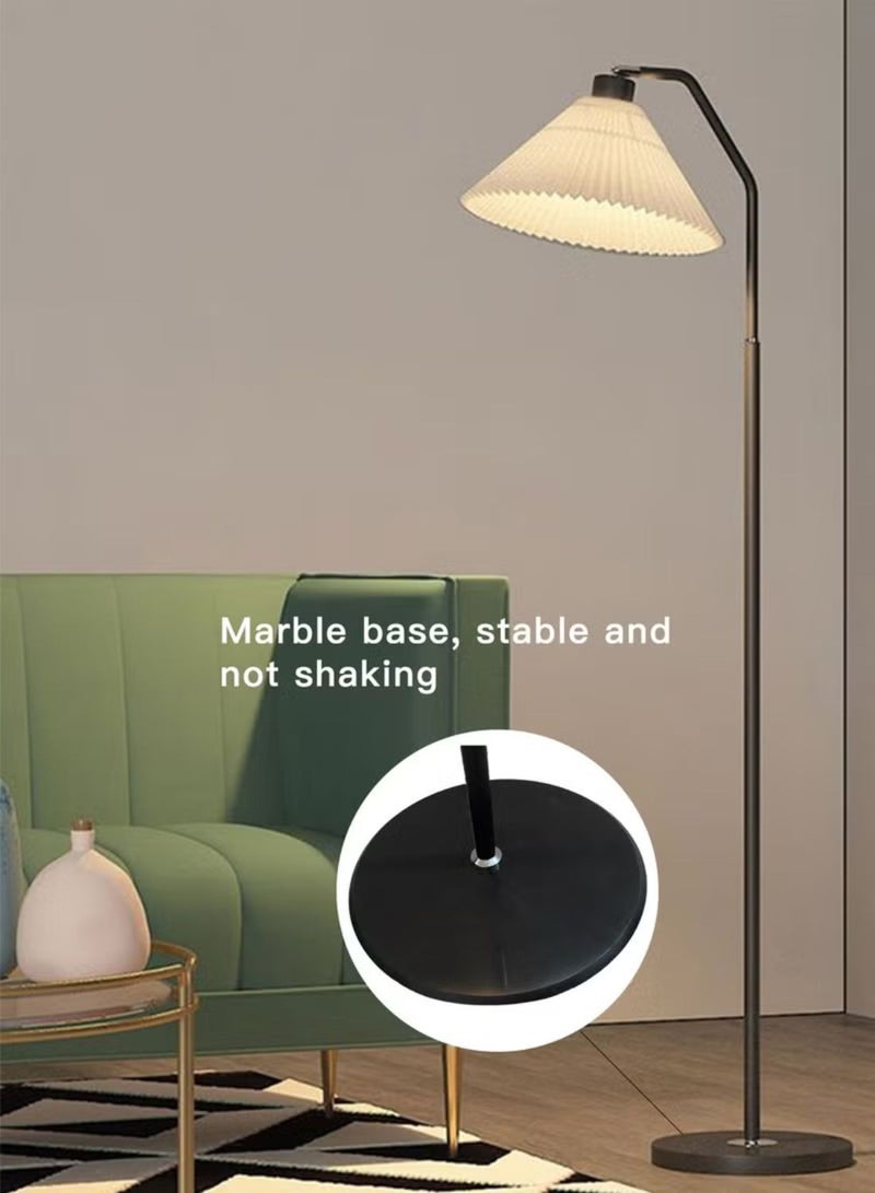هاي لوك مصباح أرضي بقطب مستقيم LED أنيق بتصميم حديث وفاخر مع غطاء مصباح مجعد وثلاثة خيارات للتعتيم بالألوان لغرفة النوم أو غرفة المعيشة أو المكتب باللون الأسود المحدث. - Image 2