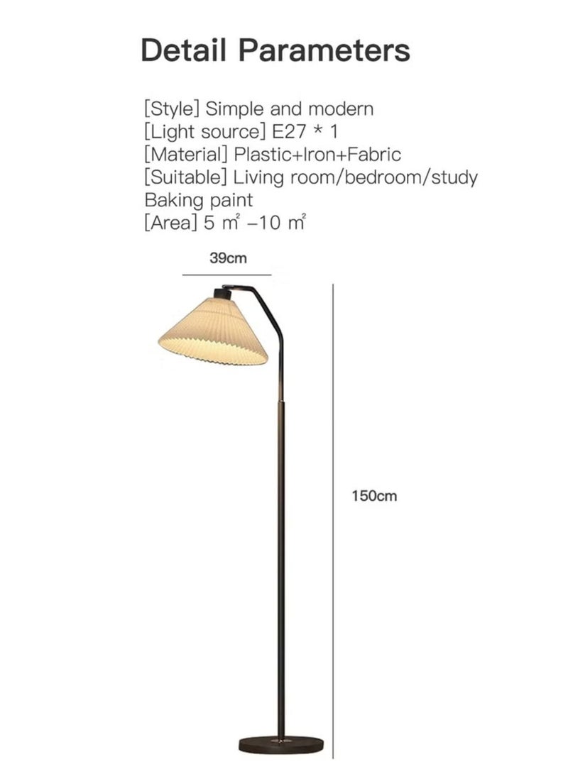 هاي لوك مصباح أرضي بقطب مستقيم LED أنيق بتصميم حديث وفاخر مع غطاء مصباح مجعد وثلاثة خيارات للتعتيم بالألوان لغرفة النوم أو غرفة المعيشة أو المكتب باللون الأسود المحدث. - Image 4