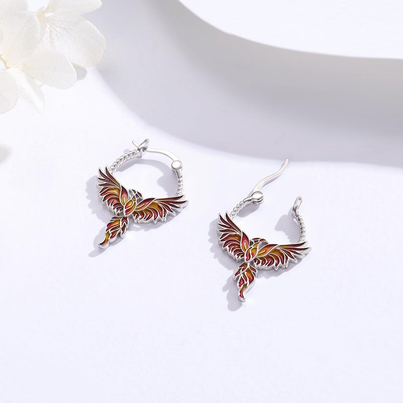 JUSTKIDSTOY Phoenix Earrings for Women 925 Sterling Silver Rising Phoenix Huggie Hoop Earrings Jewelry Gifts for Wife Girlfriend - Image 2
